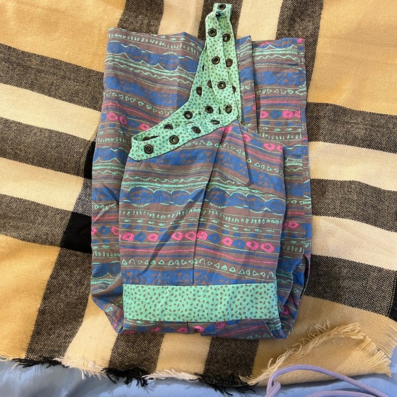 I HEART RONSON SUMMER PRINT DRESS PINK GRAY GREEN SIZE M MEDIUM RIVETS AZTEC - Picture 9 of 11